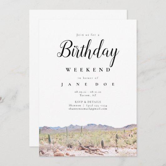 Arizona Birthday Weekend Invitation (Devant / Derrière)