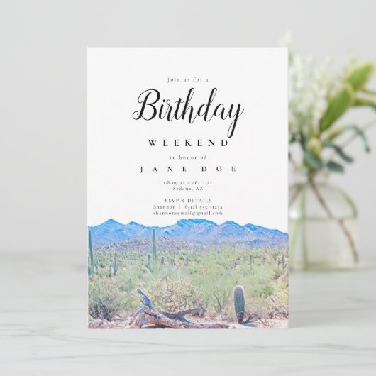 Arizona Birthday Weekend Invitation Kaart (Staand voorkant)