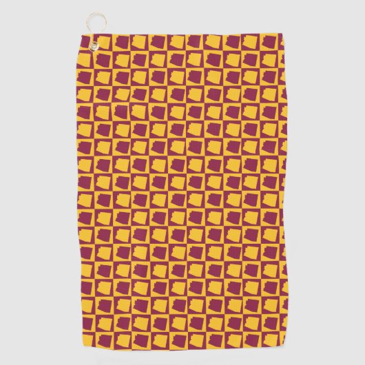 Arizona Checkerboard Maroon and Gold Golfhanddoek (Voorkant)