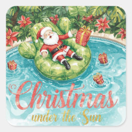 Arizona Christmas themed with Santa Pool party Vierkante Sticker