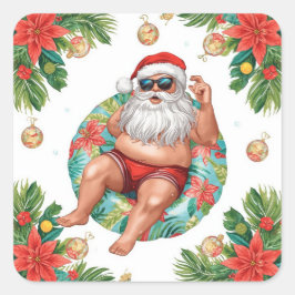 Arizona Christmas themed with Santa Pool party Vierkante Sticker