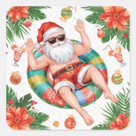Arizona Christmas themed with Santa Pool party Vierkante Sticker