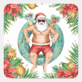Arizona Christmas themed with Santa Pool party Vierkante Sticker