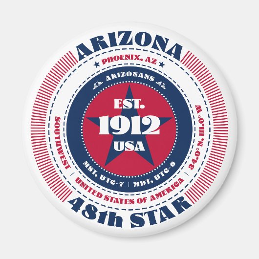 Arizona Circle Typografie Souvenir Magnet Magneet (Voorkant)