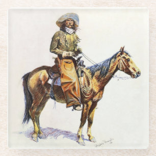 Arizona Cowboy Western Art door Frederic Remington Glazen Onderzetter