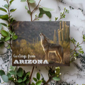 Arizona Coyote landschap Cactus woestijn Briefkaart