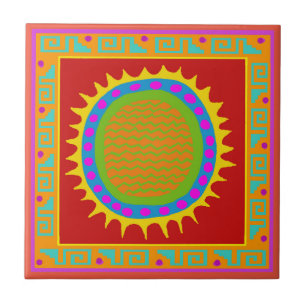 Arizona Del Sol-tegel - Rood Geel Blauw Roze Tegeltje