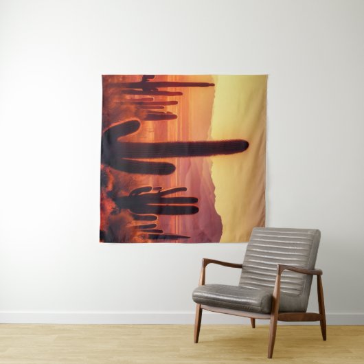 Arizona Desert cactus sunset Wandkleed (In Situ (horizontaal))