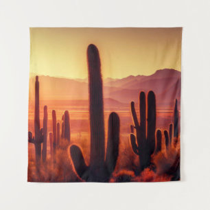 Arizona Desert cactus sunset Wandkleed