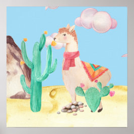 Arizona Desert LIama Cactus Flowers Natuur Poster