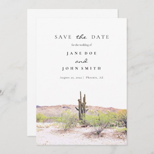 Arizona Desert Mountain Saguaros redt de datum Save The Date (Voorkant / Achterkant)