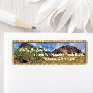 Arizona Desert Mountain Scenery Barn Boards Beige Etiket
