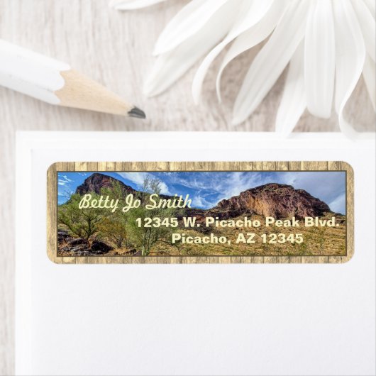 Arizona Desert Mountain Scenery Barn Boards Beige Etiket (Insitu)