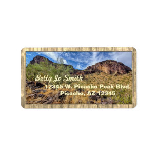Arizona Desert Mountain Scenery Barn Boards Beige Etiket