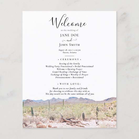 Arizona Desert Wedding Program Flyer (Voorkant)