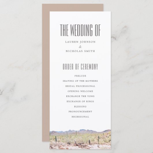 Arizona Desert Wedding Program Programma (Voorkant / Achterkant)