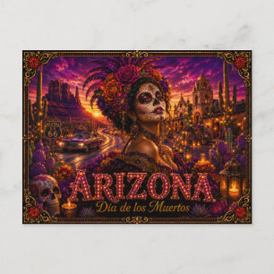 Arizona Día de los Muertos Retro Briefkaart