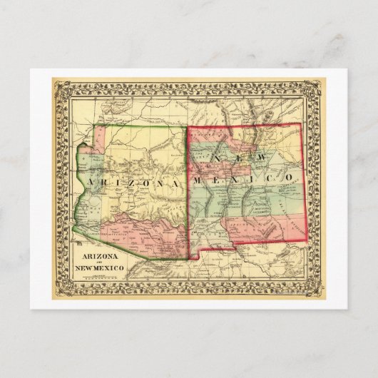 Arizona en New MexicoPanoramic Map Briefkaart (Voorkant)
