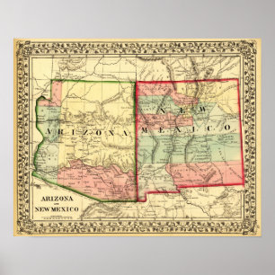 Arizona en New MexicoPanoramic Map Poster