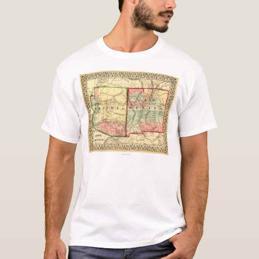 Arizona en New MexicoPanoramic Map T-shirt (Voorkant)