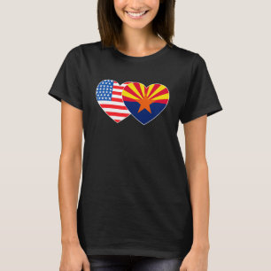 Arizona en USA Flag Twin Heart voor Proud American T-shirt