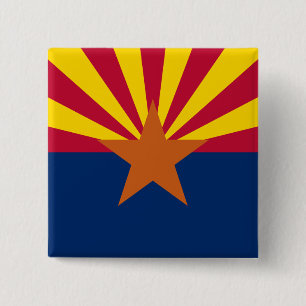Arizona Flag, Amerikaan de kopperstaat Vierkante Button 5,1 Cm