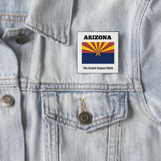 Arizona, flag and motto, vierkante button 5,1 cm (In situ)