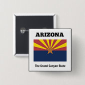 Arizona, flag and motto, vierkante button 5,1 cm (Voorkant /achterkant)