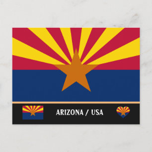 Arizona Flag & Arizona State USA/reis America Briefkaart