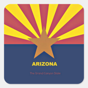 Arizona Flag, geëtiketteerd Vierkante Sticker