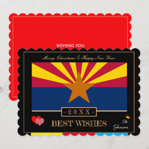 Arizona Flag & Happy New Year /Best Wishes USA Feestdagenkaart