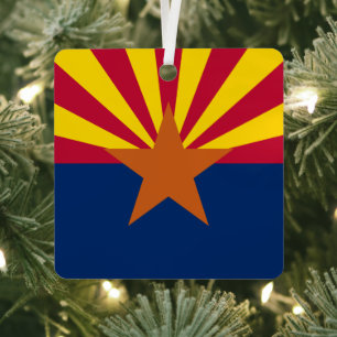 Arizona Flag: Ondergaande Zon van de Zon, de Koper Metalen Ornament