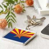 Arizona Flag: Ondergaande Zon van de Zon, de Koper Sleutelhanger (Zijkant)