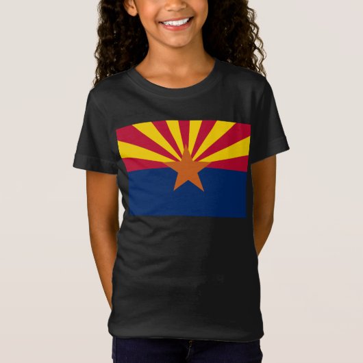 Arizona Flag: Ondergaande Zon van de Zon, de Koper T-shirt (Voorkant)