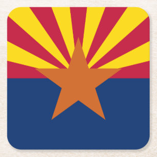 Arizona Flag: Ondergaande Zon van de Zon, de Koper Vierkante Kartonnen Onderzetter