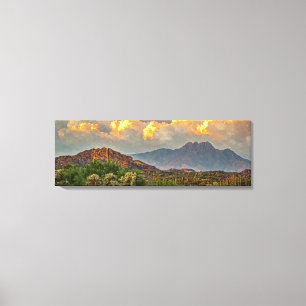 Arizona Four Peaks Mountain Colorful Clouds Sunset Canvas Afdruk