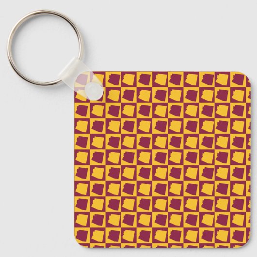 Arizona Geometric Maroon and Gold Pattern Sleutelhanger (Voorkant)