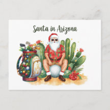 Arizona Golf in Desert Christmas Cactus Santa 