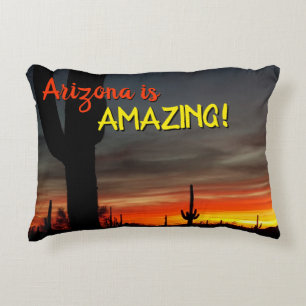 "Arizona is geweldig!" Sunset Sonoran Desert Cactu Accent Kussen