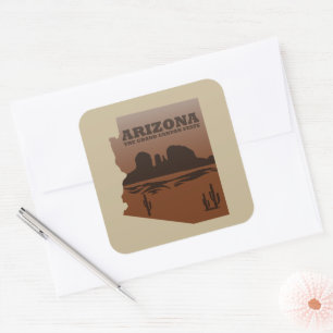 Arizona kaart Grand Canyon landschap Vierkante Sticker