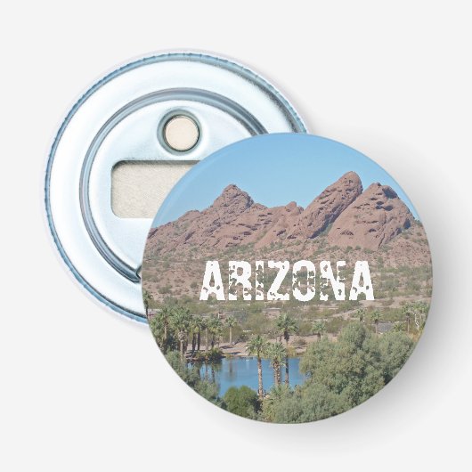 Arizona Landscape Palm Trees Red Rock Keepomwille Button Flesopener (Voorkant)