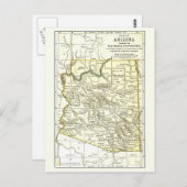 Arizona Map 1891 Towns, Rail, Indische reservering Briefkaart (Voorkant / Achterkant)