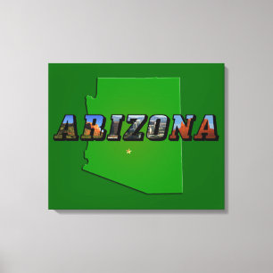 Arizona Map en Afbeelding Text Canvas Afdruk