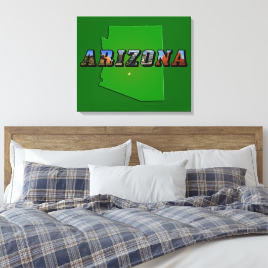 Arizona Map en Afbeelding Text Canvas Afdruk (Insitu (Slaapkamer))