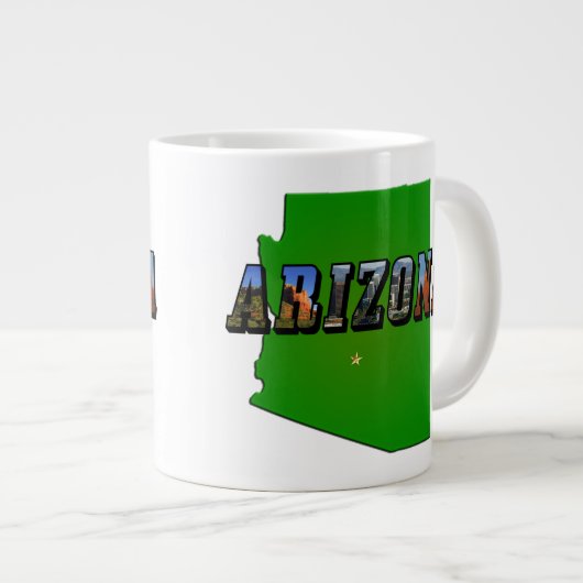 Arizona Map en Afbeelding Text Extra Grote Beker (Voorkant rechts)
