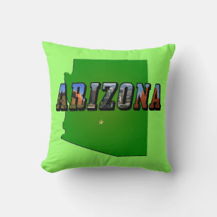 Arizona Map en Afbeelding Text Kussen