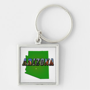 Arizona Map en Afbeelding Text Sleutelhanger