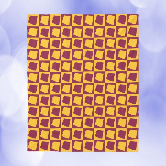 Arizona Maroon and Gold Check Pattern Fleece Deken