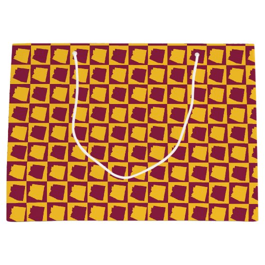 Arizona Maroon and Gold Checker Pattern Groot Cadeauzakje (Voorkant)