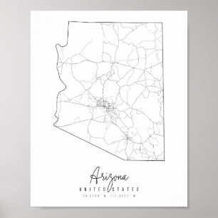 Arizona Minimal Street Map Poster